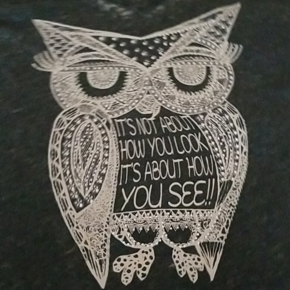 2X Beaded Owl gray burnout tunic - Picture 2 of 3